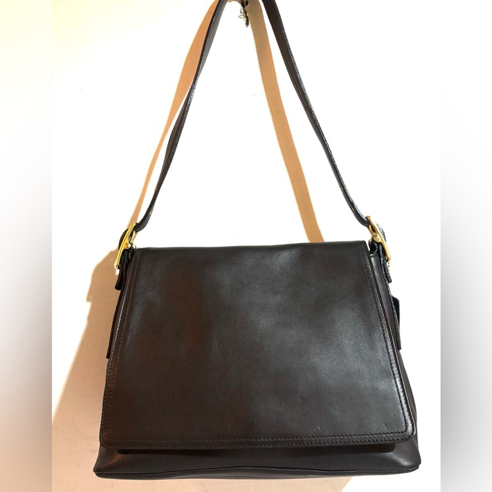 Coach Leather Shoulder Bag with Gold-Tone Hardware